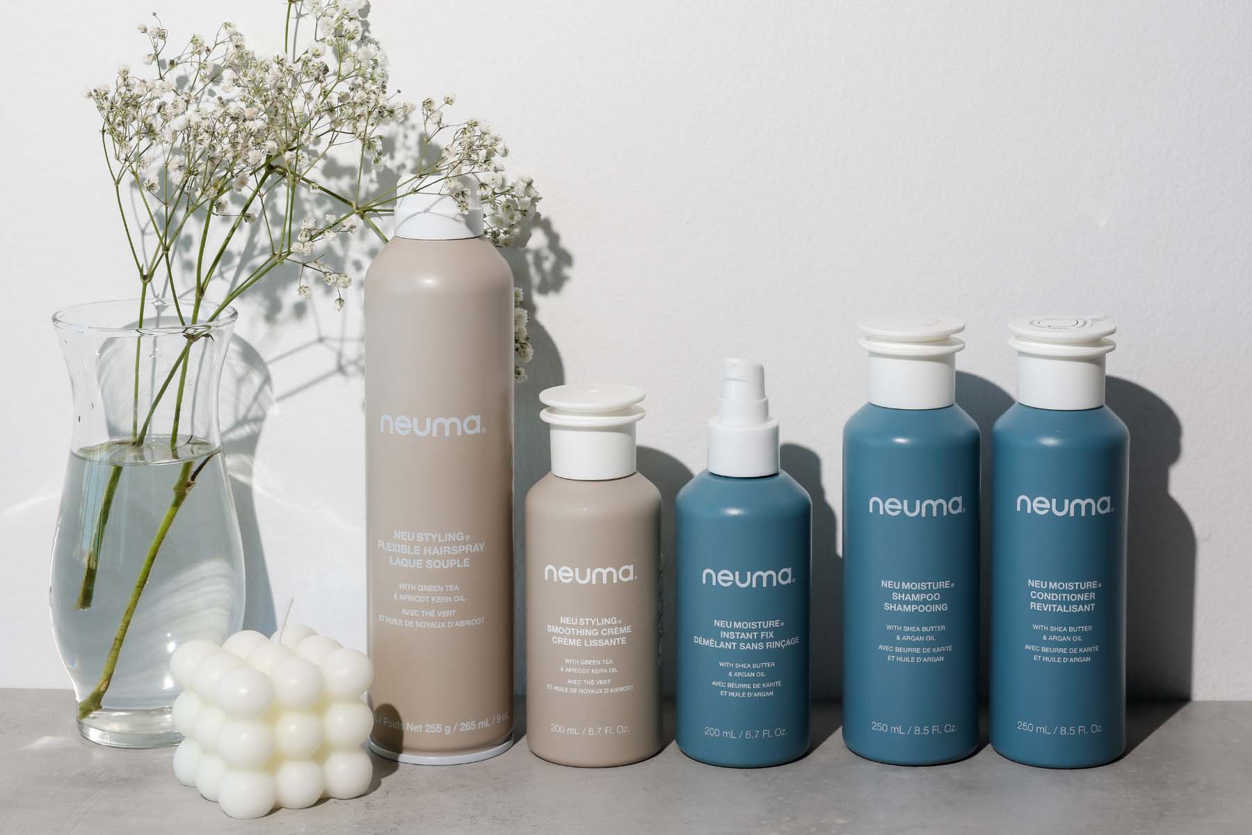 line up of Neuma hair care products for keeping 2025 haircare resolutions